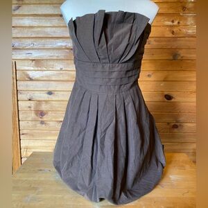 Elegant Brown Strapless Bubble Dress